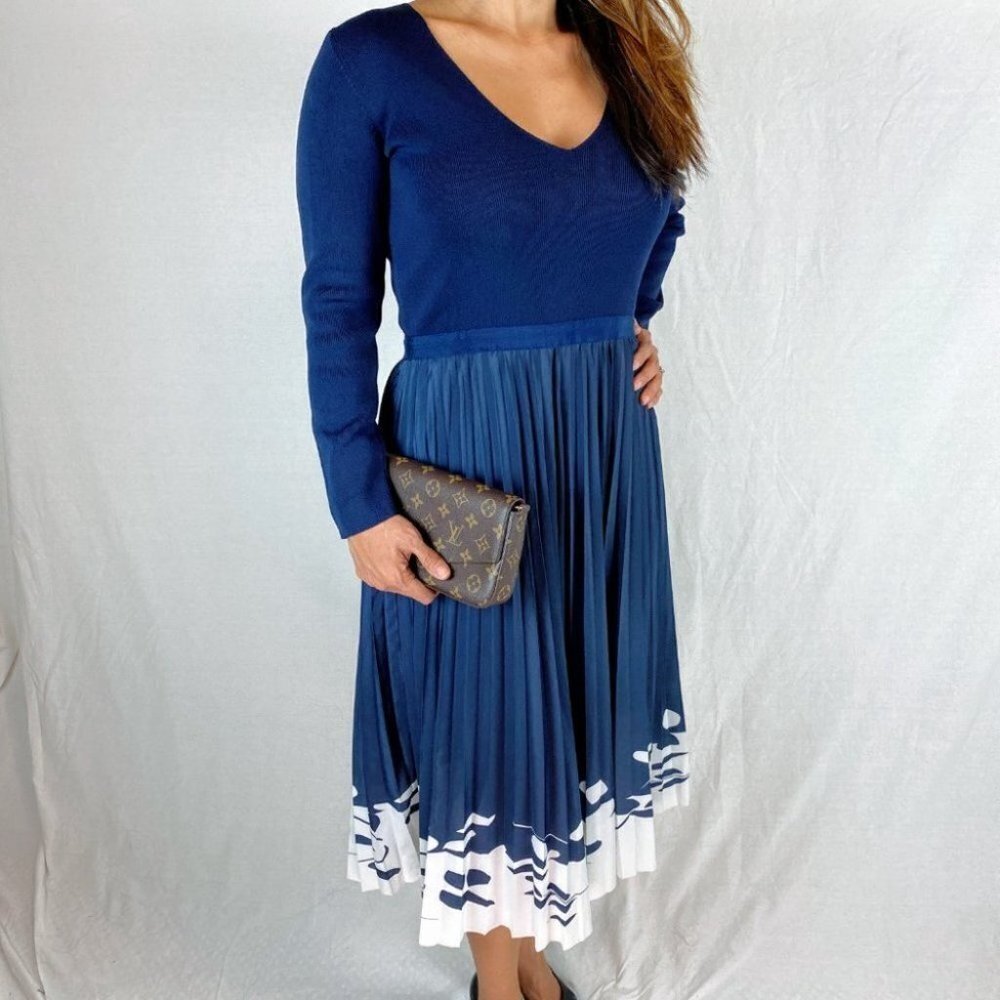 Sachin & Babi Blue Almeria Pleated Knit Midi Dress $495 - Picture 6 of 13